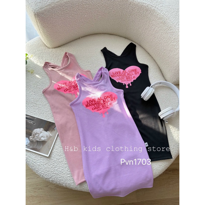 8-30kg váy body tăm gân in tim xinh xắn cho bé siêu tôn dáng 💯