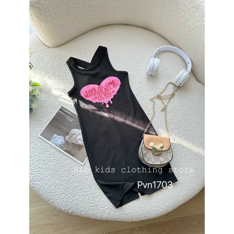 8-30kg váy body tăm gân in tim xinh xắn cho bé siêu tôn dáng 💯