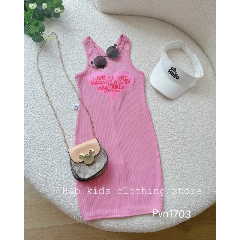8-30kg váy body tăm gân in tim xinh xắn cho bé siêu tôn dáng 💯