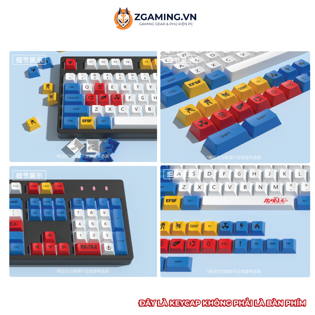 Keycap Bàn Phím Gundam | Profile XDA | PBT 125 Phím | Sẵn Hàng Giao Hỏa Tốc