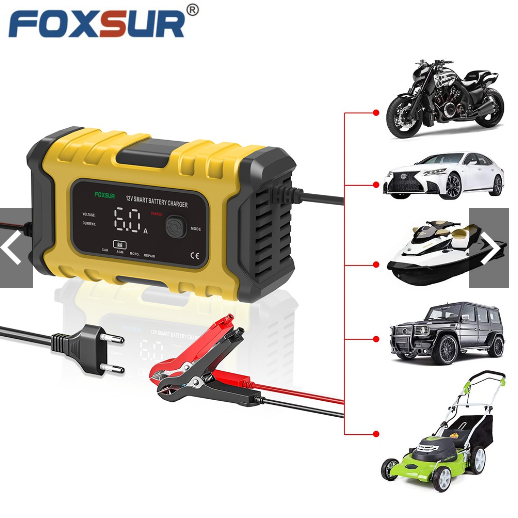 Bộ sạc ắc quy thông minh FOXSUR 12V 6A FBC1206D 4AH - 120AH khử sunfat và tự động ngắt