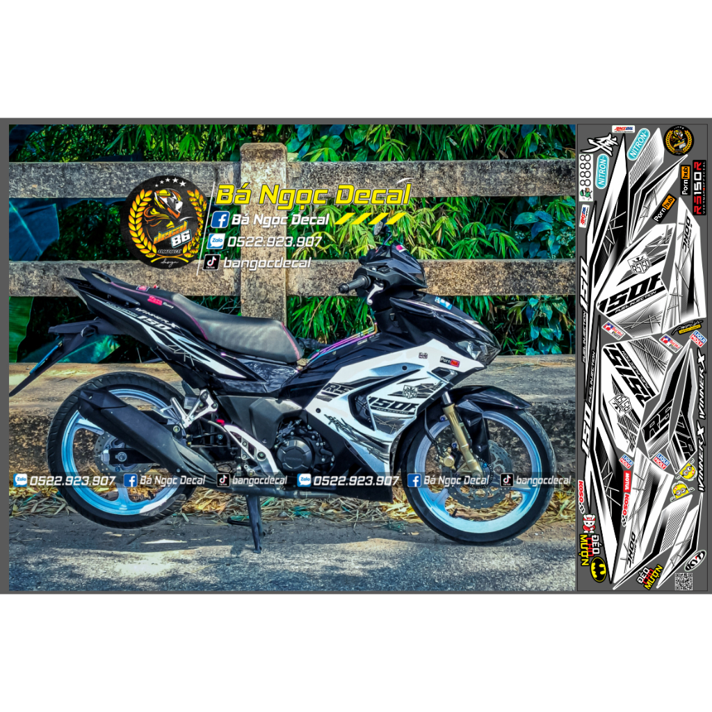TEM DÁN RS150R XE WINNER X V3 MÀU TRẮNG ĐEN