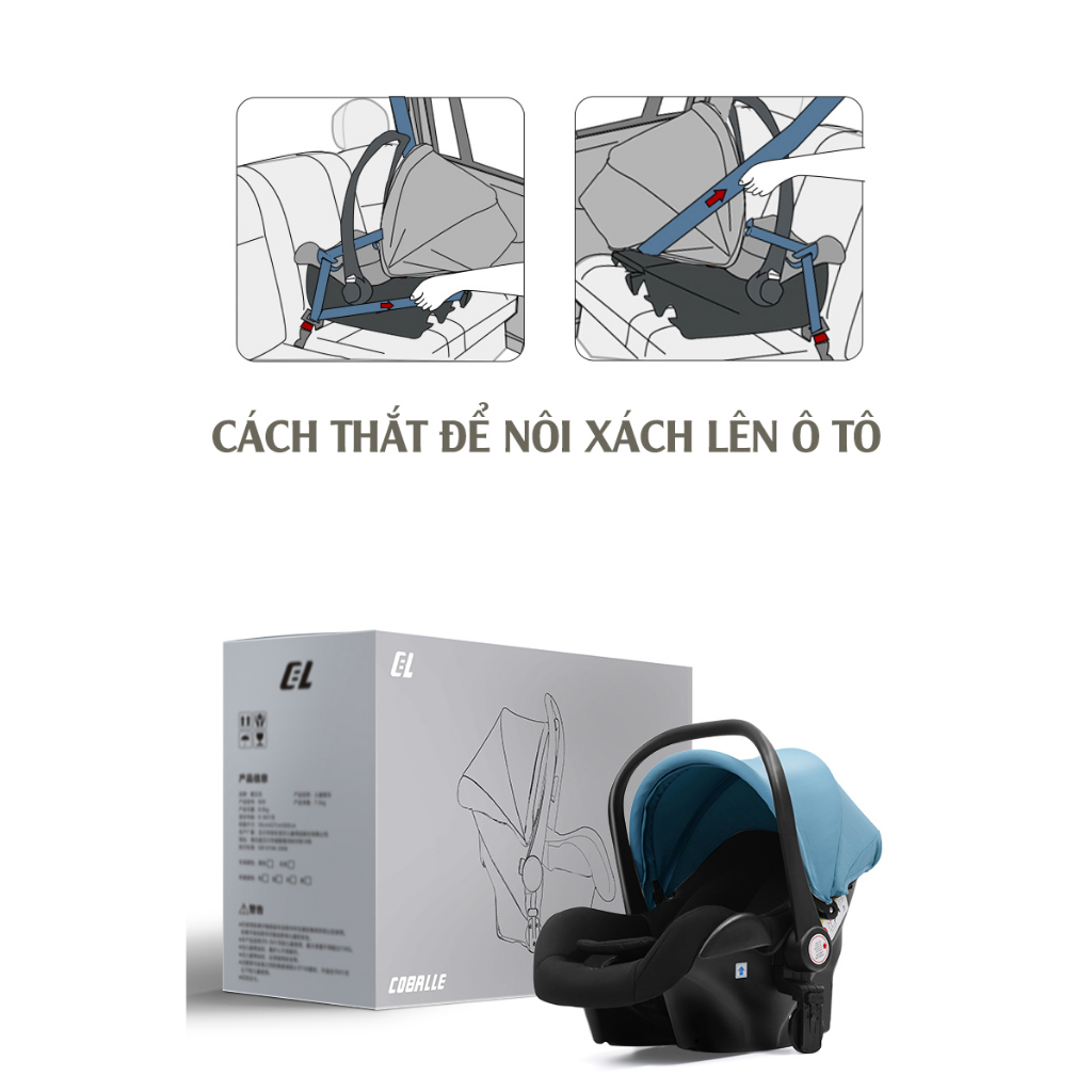 Ghế ngồi ô tô trẻ em COBALLE cao cấp thiết kế ĐỨC kiêm nôi xách tay, dành cho bé từ sơ sinh đến 13kg tiện đi du lịch
