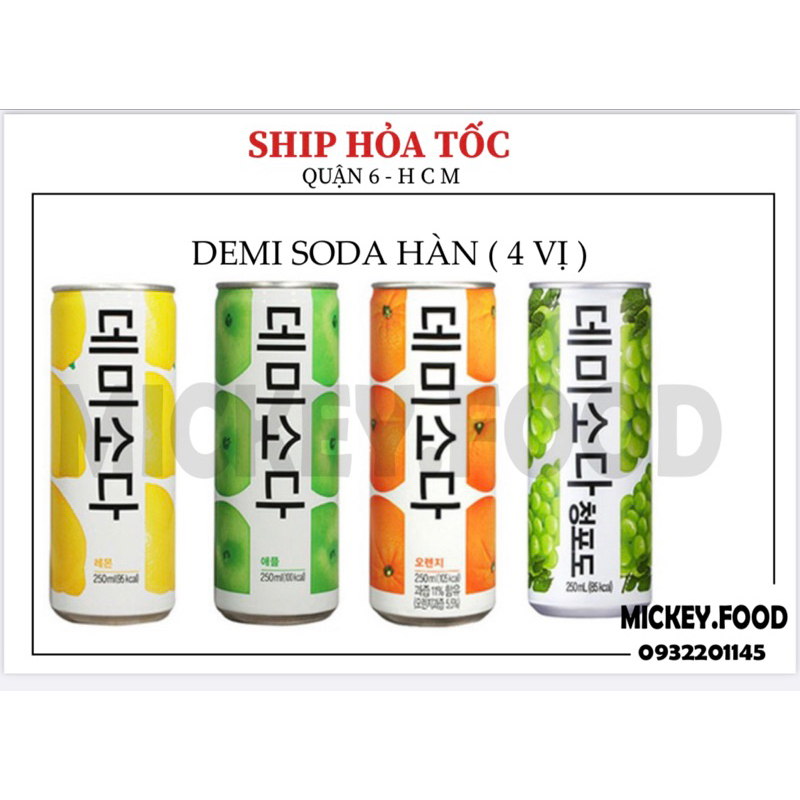 Demi Soda-Hàn quốc 3 vị Táo - đào - chanh lon 250ml * 30 lon / thùng