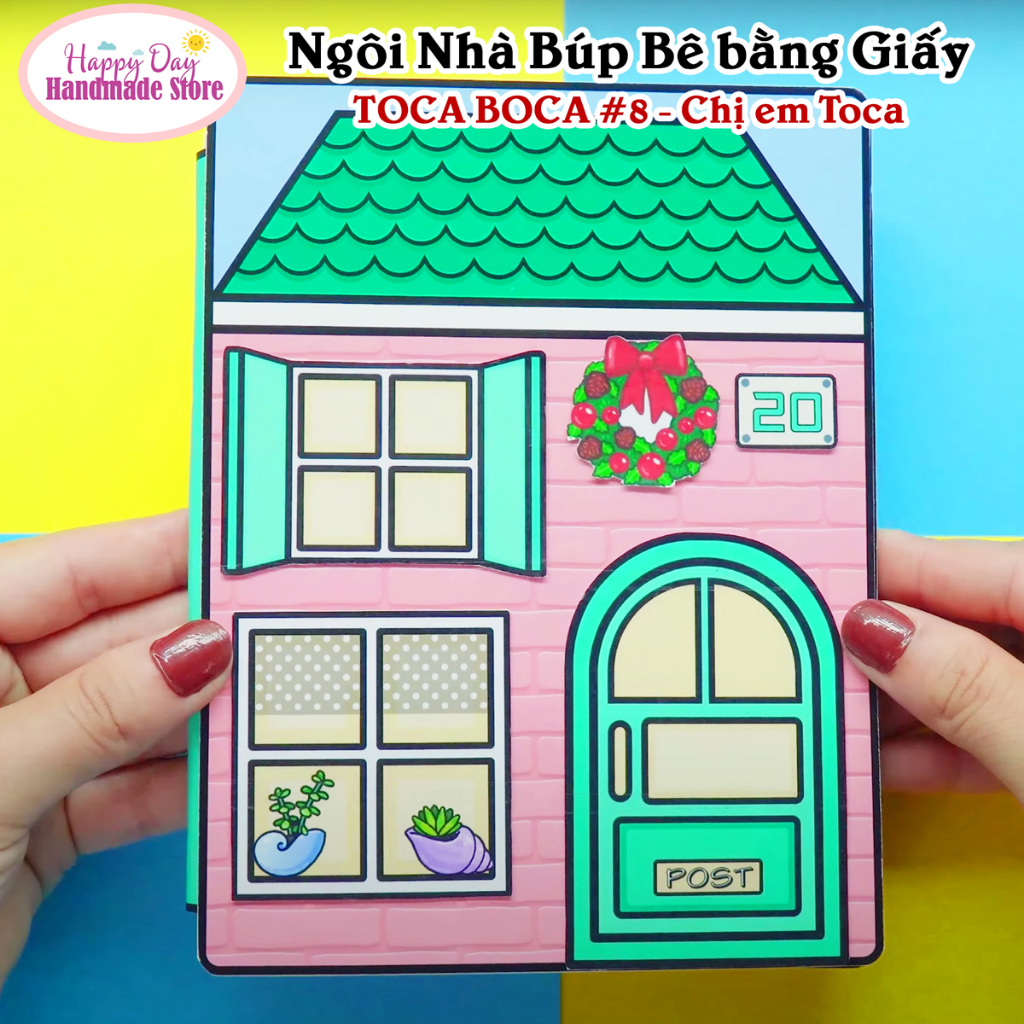 Nhà Búp Bê Bằng Giấy chủ đề Ngôi Nhà của Toca Boca #8 - Chị em nhà Toca - DIY Tự Làm cùng Con - 1 Bộ Búp Bê Bóc Dán Giúp