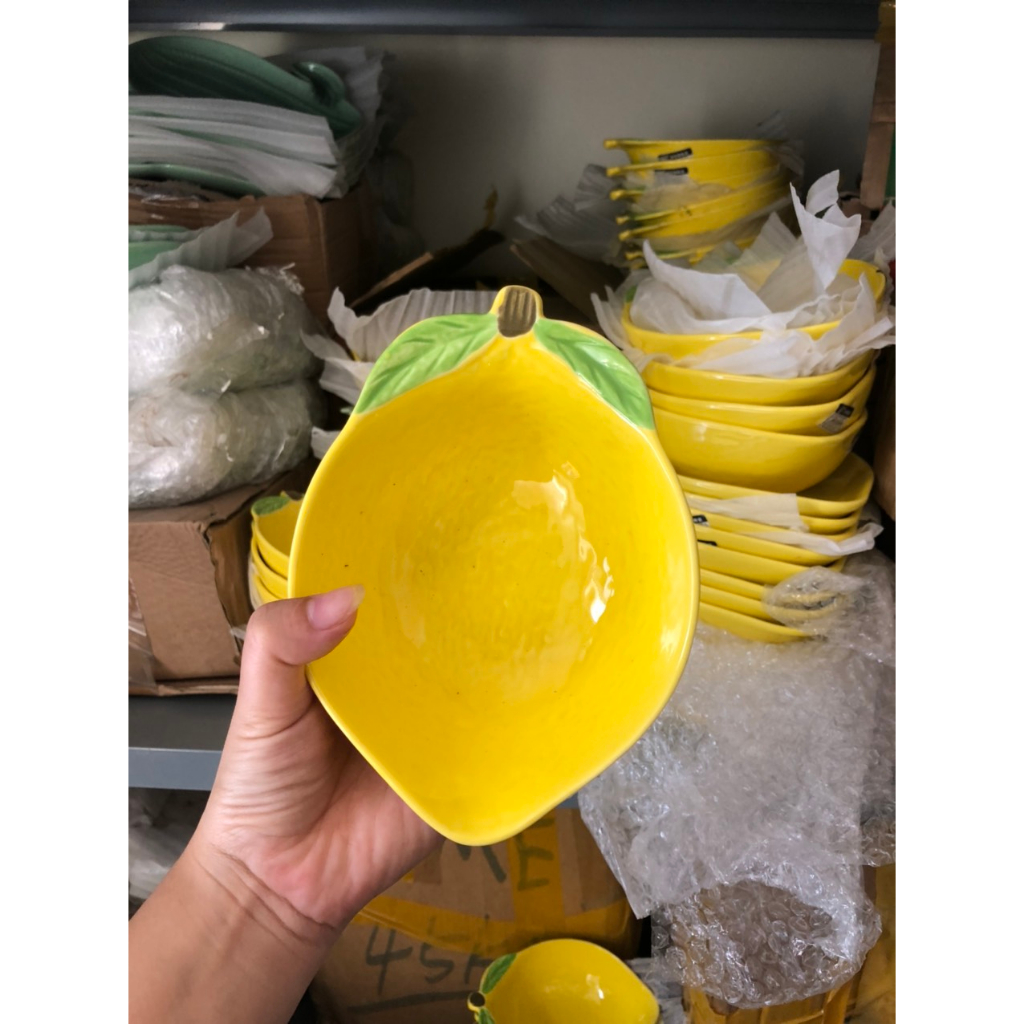 Bát Đĩa Gốm Sứ Tráng Men Hình Quả Chanh