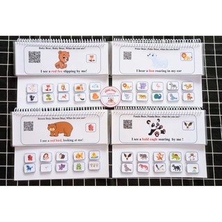 Bộ Bear 4 cuốn : Brown/Panda/Baby/Polar Bear bóc dán~Đồ chơi giáo dục Montessori