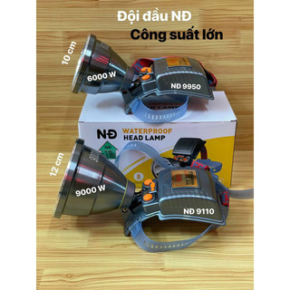 Đèn pin đội đầu siêu sáng chống nước nd 9950 choá 10cm, nd 9110 choá 12cm