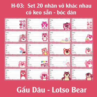 Nhãn vở gấu dâu- lotso bear