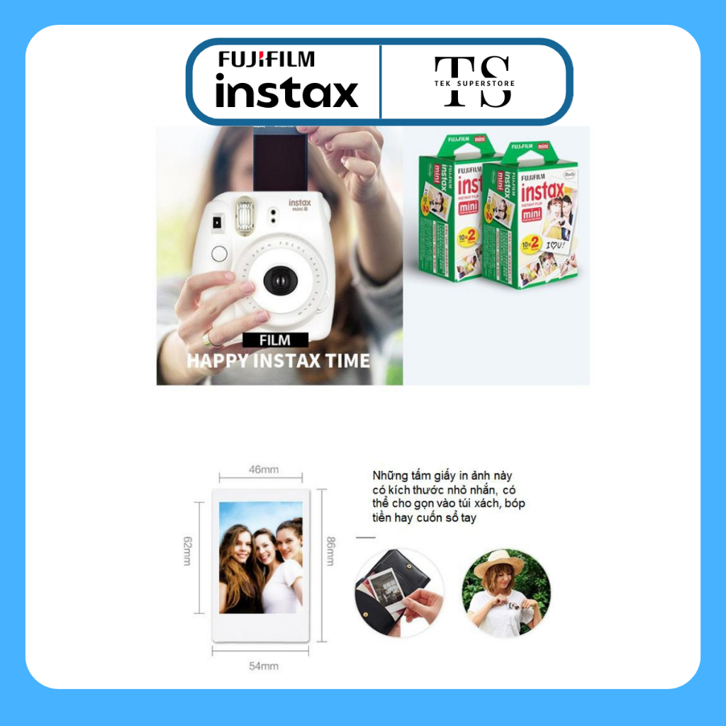 Film Instax Mini viền trắng cho máy ảnh in lấy ngay Instax Mini - 10 tấm