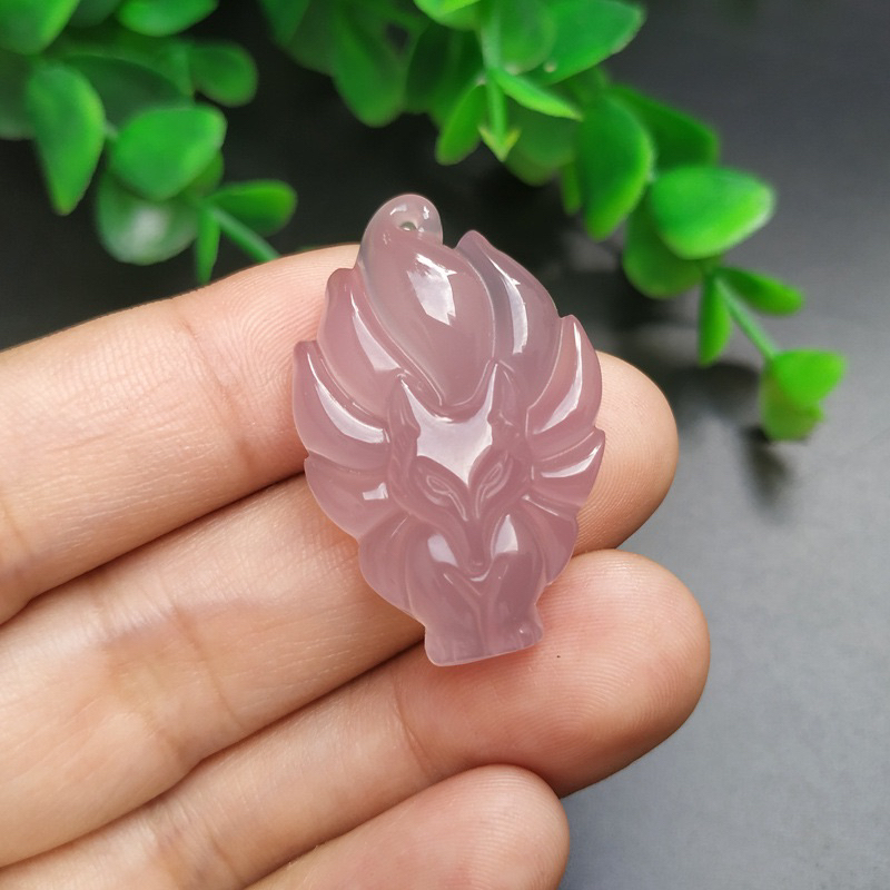 Mặt Dây Chuyền Đá Mã Não Tự Nhiên Khắc Hồ ly chúa May Mắn
