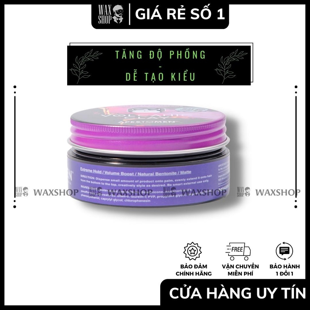 Sáp Vuốt Tóc Nam Volcanic Clay Apestomen -  Bảo Hành 180 Ngày - Hàng Chính Hãng - Waxshop