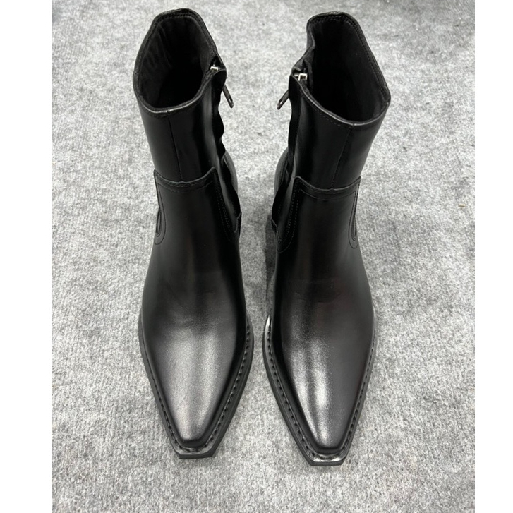 Giày SANTIAGO Boots DECEMBER Mũi Vuông Đế Gỗ Cao 5cm Bảo Hành Da Và Đế 12 Tháng