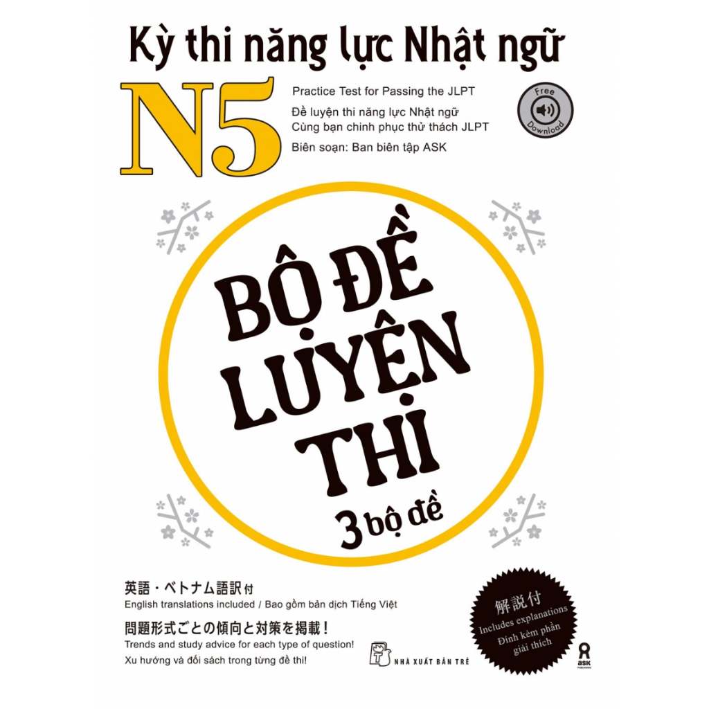 Sách - Kỳ Thi Năng Lực Nhật Ngữ N5 - Bộ Đề Luyện Thi 3 Bộ Đề (NXB Trẻ)