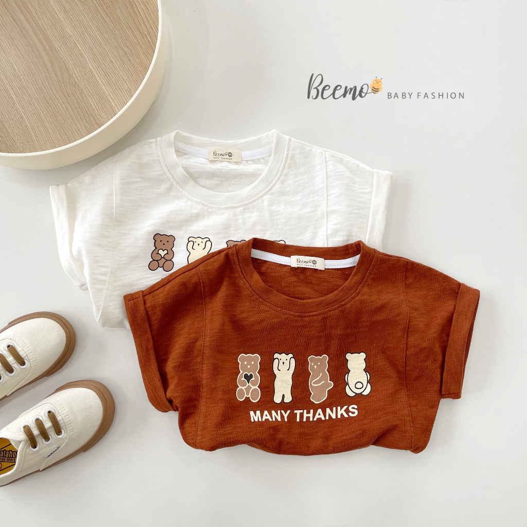 Áo thun in Gấu Many cho bé Beemo,Chất liệu cotton xược tự nhiên, mềm mại,Thiết kế áo vai xuôi, may thân lạ mắt B308