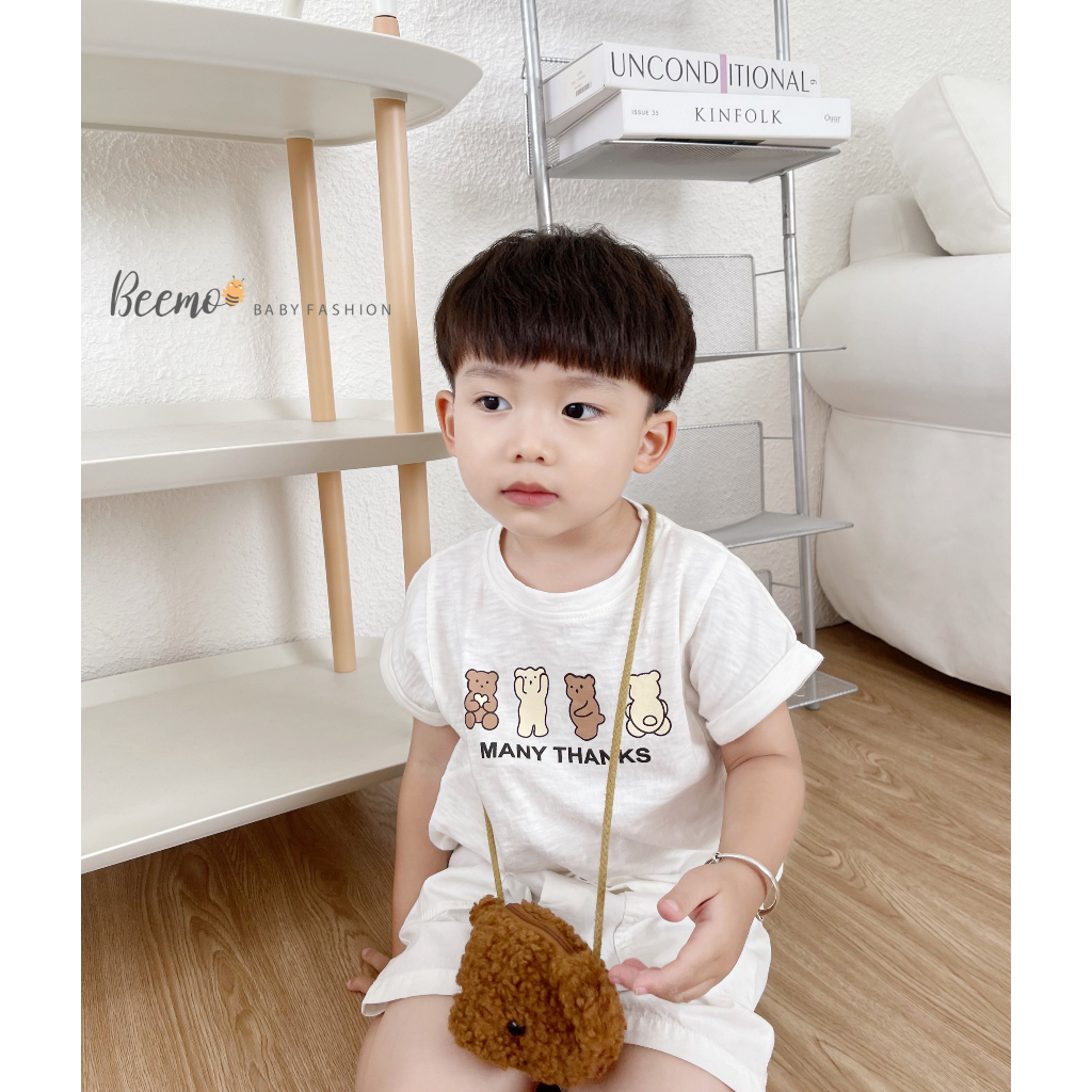 Áo thun in Gấu Many cho bé Beemo,Chất liệu cotton xược tự nhiên, mềm mại,Thiết kế áo vai xuôi, may thân lạ mắt B308