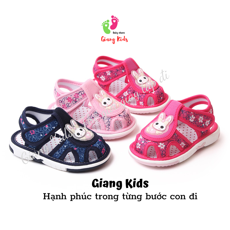 Giày bé gái 1-3 tuổi cao cấp giày vải cho bé tập đi họa tiết chú thỏ hoạt hình-GIANG KIDS