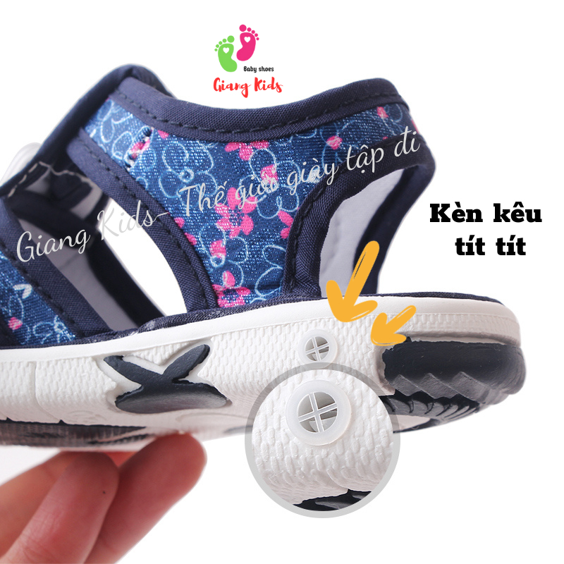 Giày bé gái 1-3 tuổi cao cấp giày vải cho bé tập đi họa tiết chú thỏ hoạt hình-GIANG KIDS