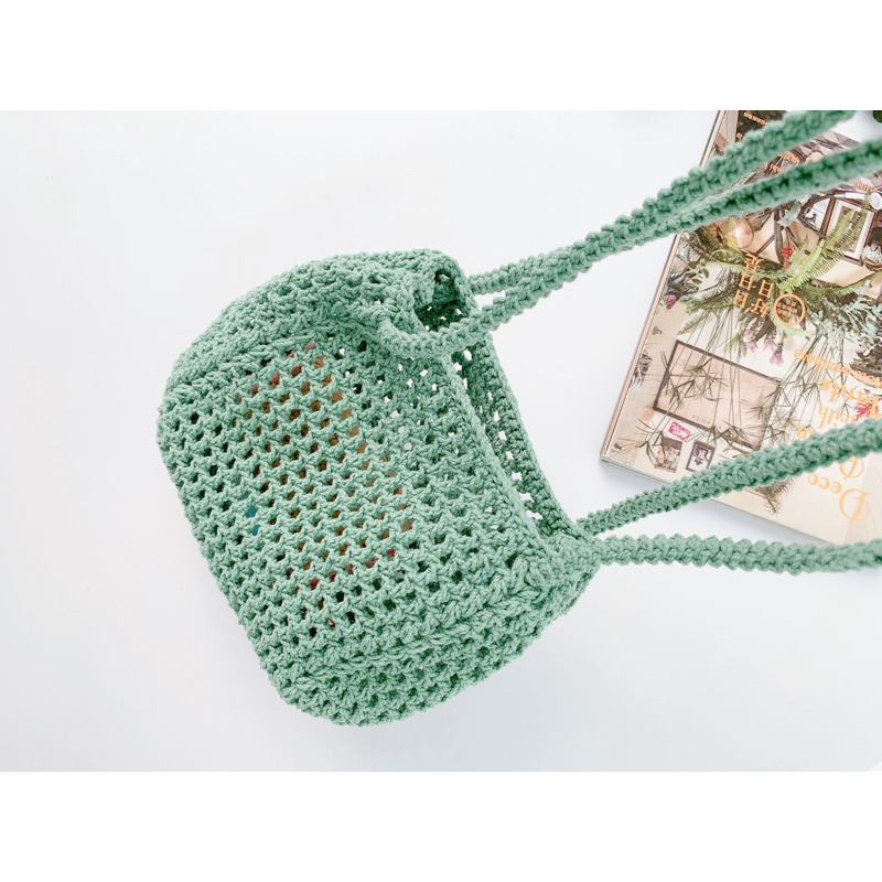 Túi lưới đeo chéo đan móc đi chơi thủ công handmade CC006