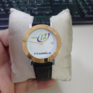 Đồng hồ thụy sỹ nam Station 12 niềng vàng dây da second hand