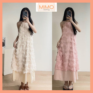 [MIMO] Váy Maxi Yếm Lông Vũ Dáng Dài che khuyết điểm