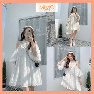 [MIMO] Váy Babydoll Khoét Vai Cổ Yếm Tay Bồng 2 Lớp