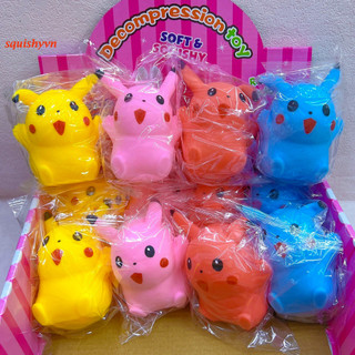 Đồ chơi squishy pikachu bóp mềm hot trend, squishy giảm stress hình pikachu dễ thương xua tan căng thẳng