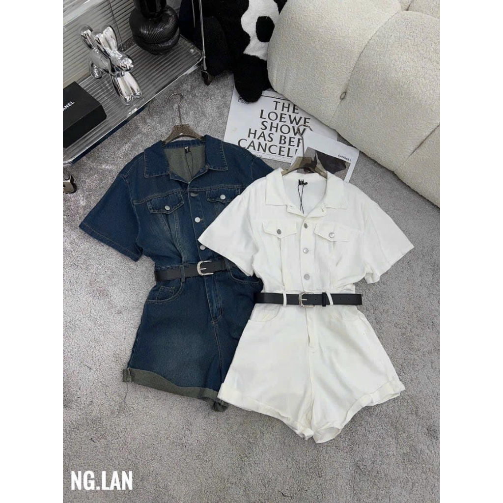 Jum jean kèm đai túi nắp 2 màu