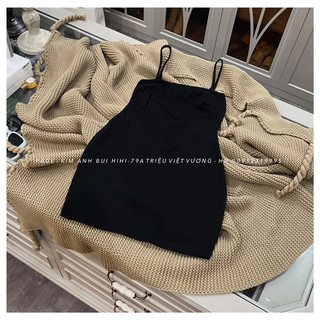 Váy dây body ngắn chất cotton zip ôm dáng