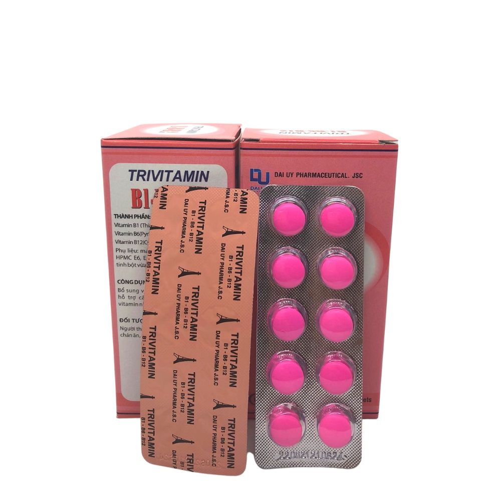 Trivitamin 3B B1- B6 - B12 hộp 100 viên nén - Bổ sung vitamin B1- B6 - B12