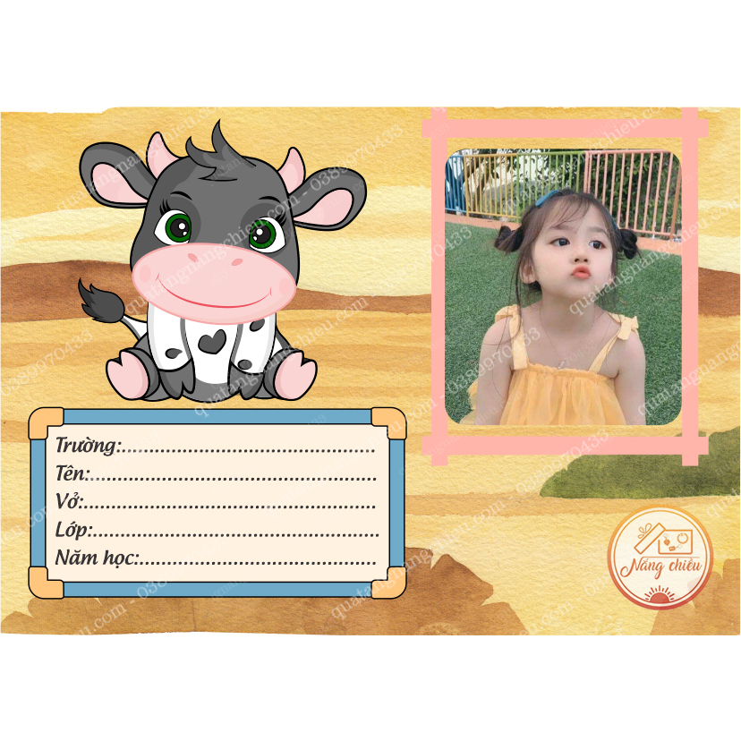 Set 16 nhãn vở, nhãn dán sách vở in ảnh bé theo yêu cầu - Thiết kế in tên xịn xò - Đồ dùng học tập không bị thất lạc 004