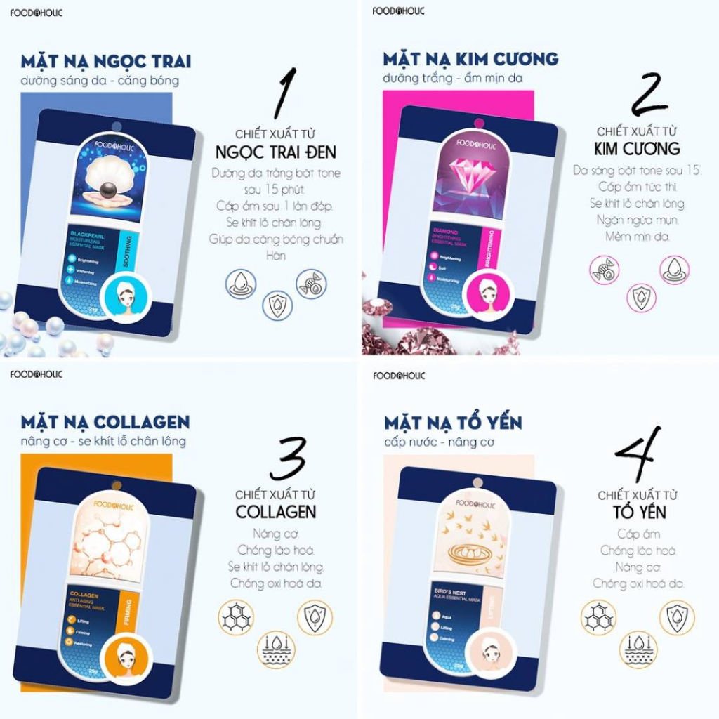 Mặt Nạ Giấy Chăm Sóc Da Toàn Diện Foodaholic Essential Mask