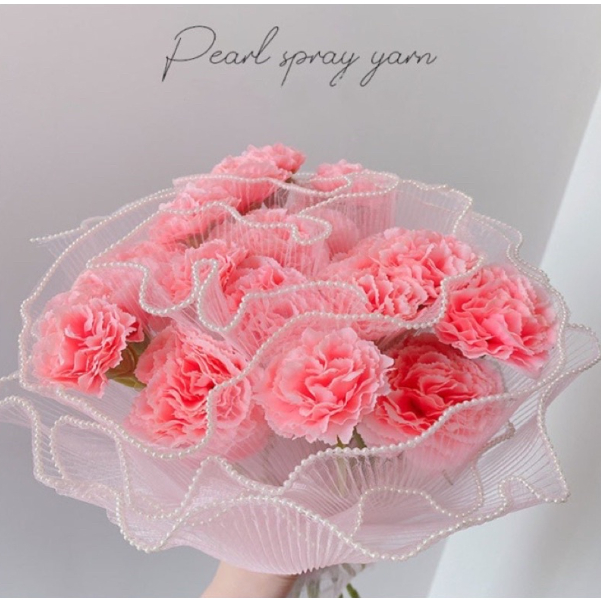 VOAN SÓNG VIỀN NGỌC 28cm*5m, VOAN NHĂN HÀN QUỐC bó hoa, trang trí hoa tươi, hoa sáp quà tặng cao cấp