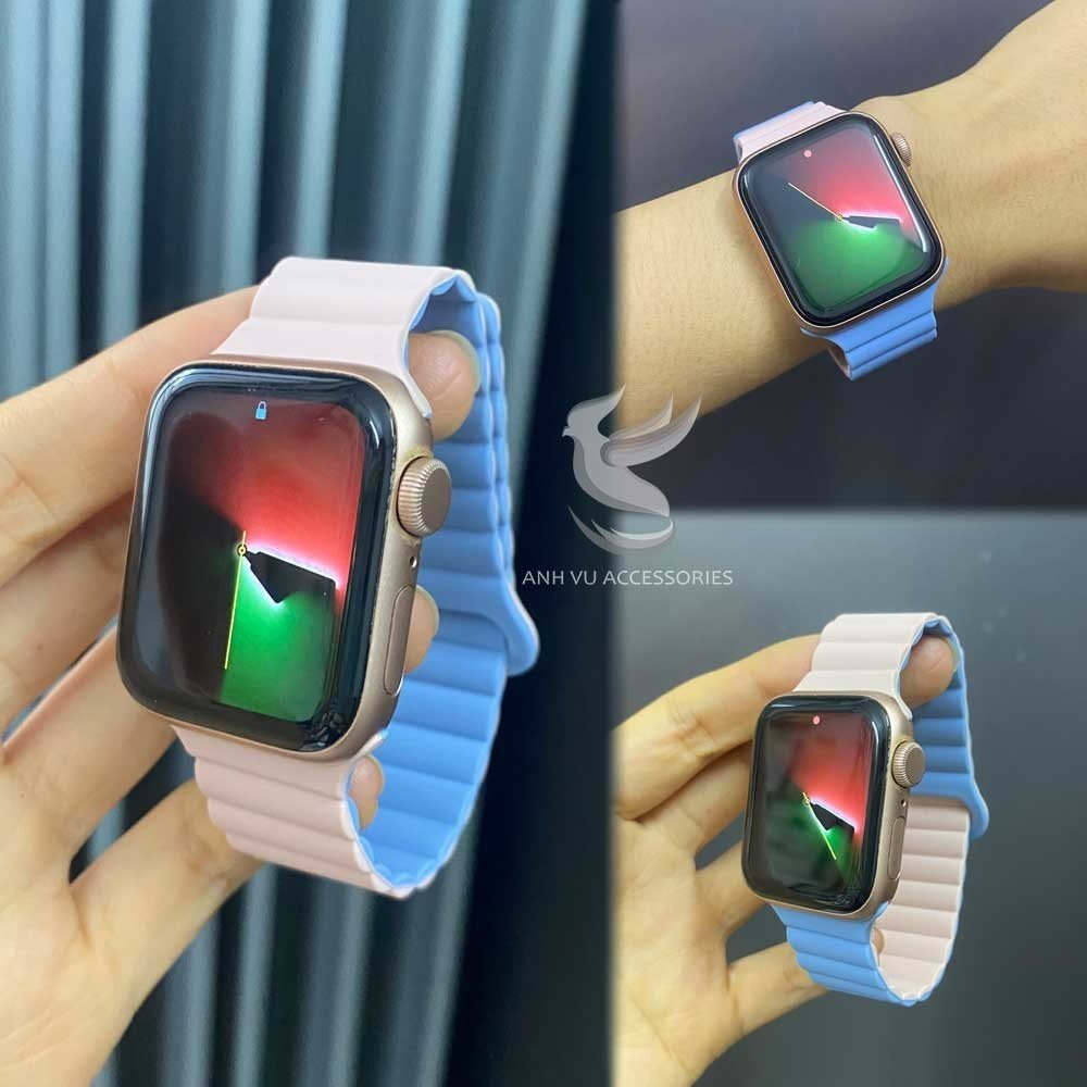 Dây Silicol hit phối 2 màu cho Đồng hồ thông minh A,W, đủ size 38/40/41/42/44/45/49mm