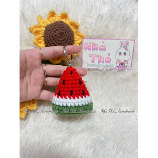 [ Handmade] Móc khoá len dưa hấu