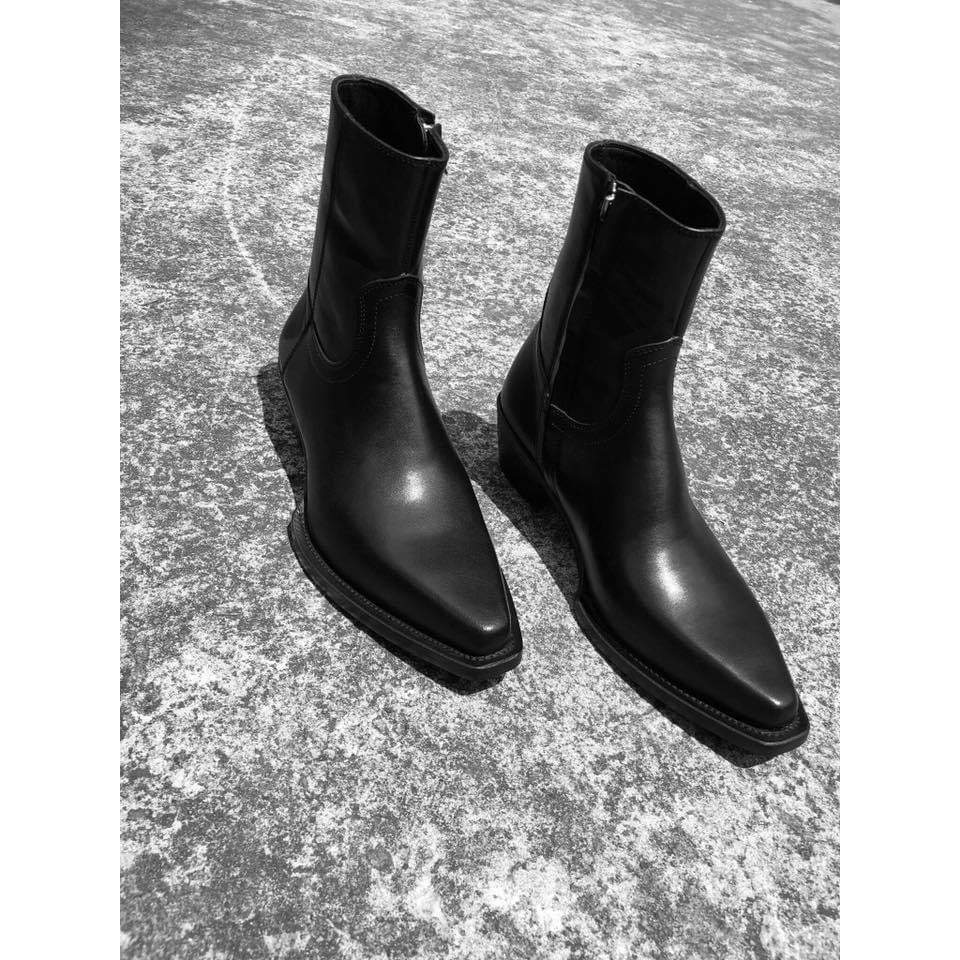Giày SANTIAGO Boots Da Bò Nguyên Tấm Nhập Khẩu Đế Gỗ Cao 5cm