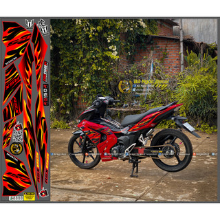 Tem dán lửa đỏ vàng đen xe winner x v3 màu đỏ