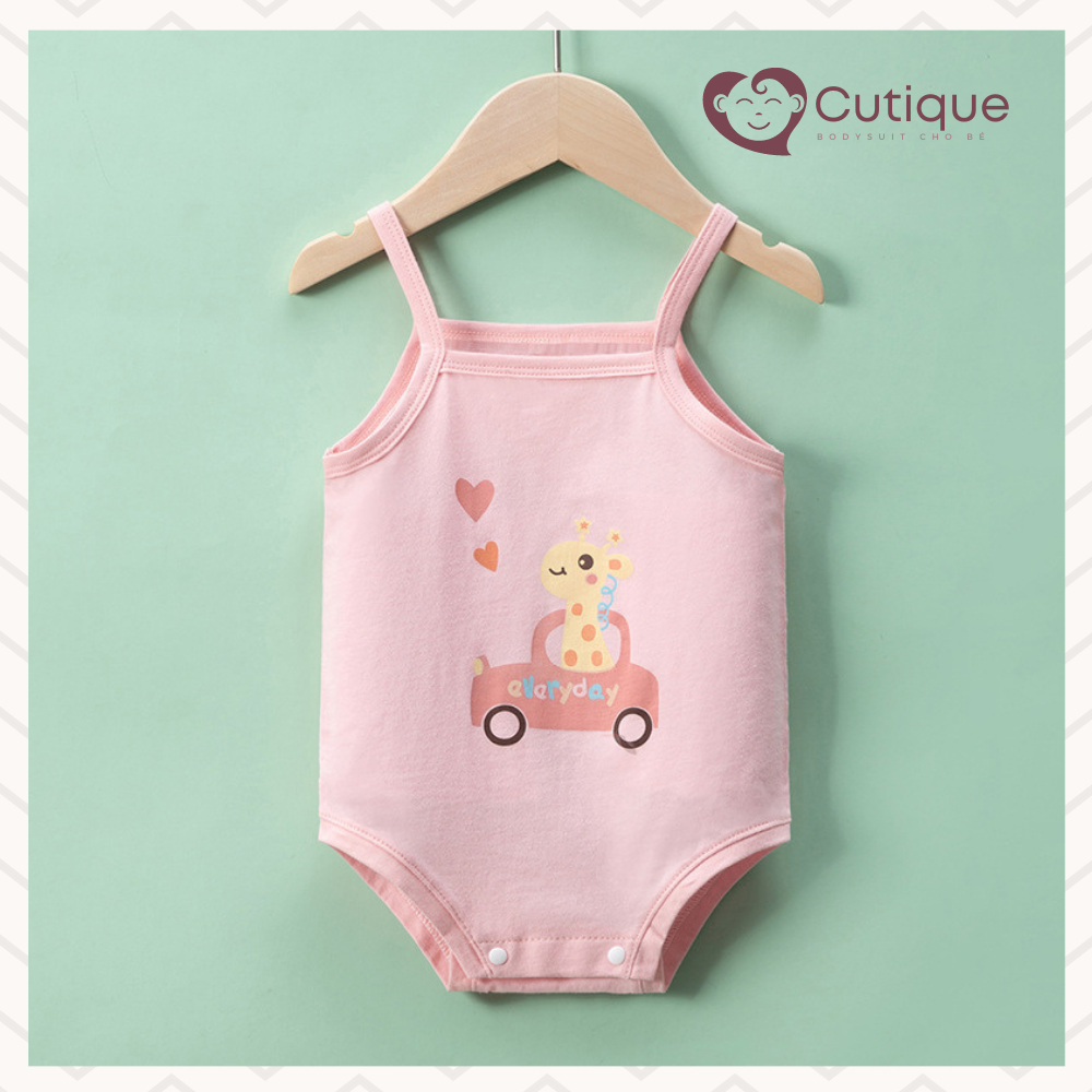 Bộ body chip 2 dây bé trai và bé gái, bodysuit thun lạnh thoáng mát cho bé sơ sinh từ 3 - 12kg CUTIQUE