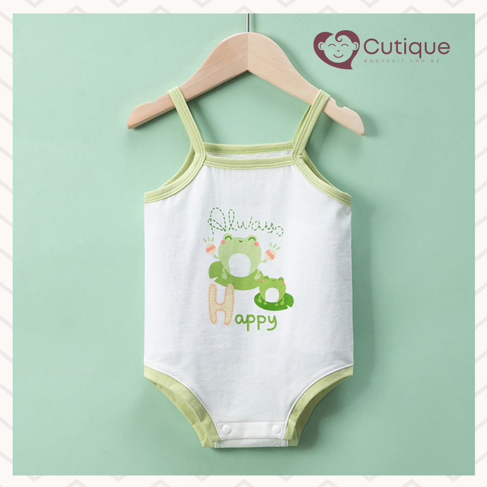 Bộ body chip 2 dây bé trai và bé gái, bodysuit thun lạnh thoáng mát cho bé sơ sinh từ 3 - 12kg CUTIQUE