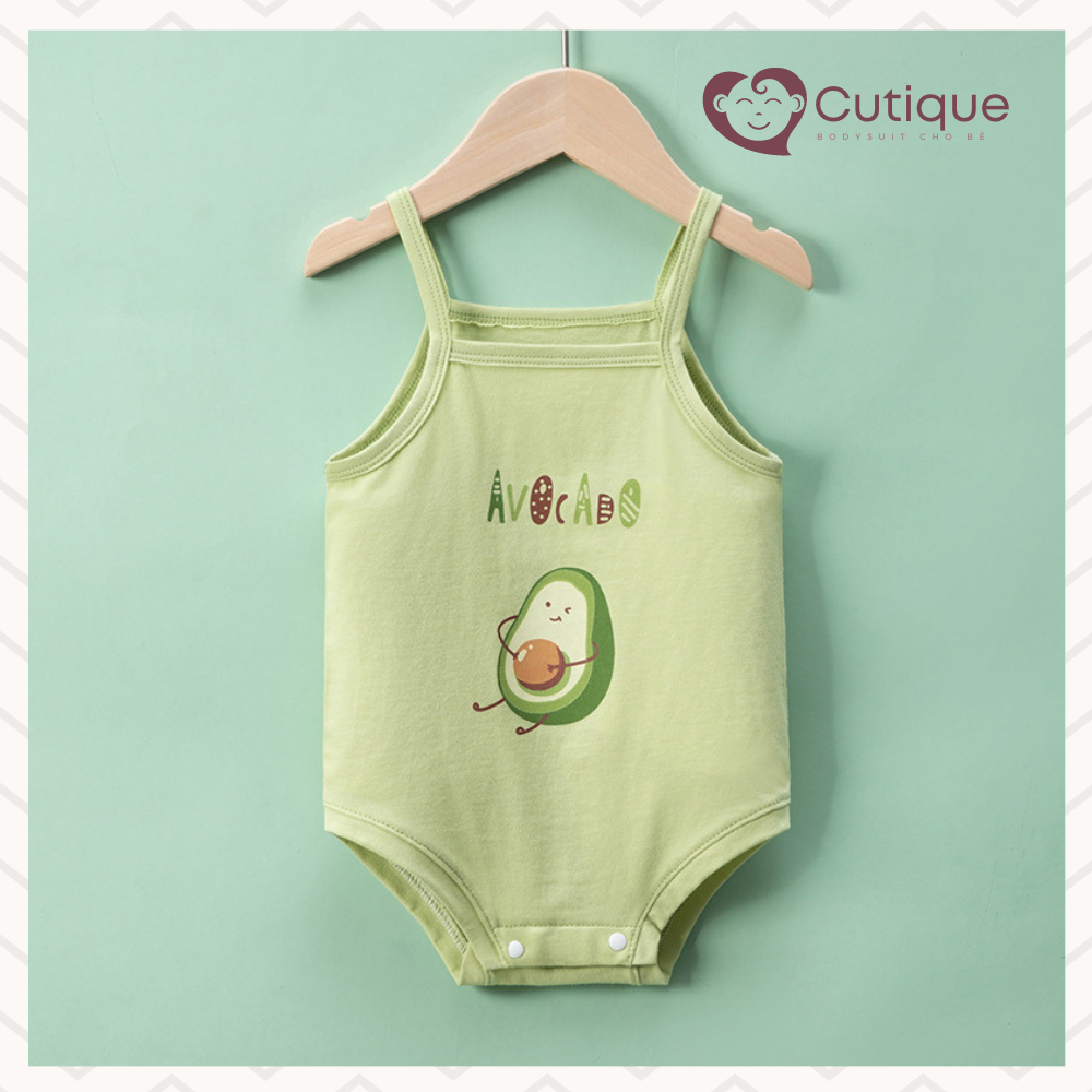 Bộ body chip 2 dây bé trai và bé gái, bodysuit thun lạnh thoáng mát cho bé sơ sinh từ 3 - 12kg CUTIQUE
