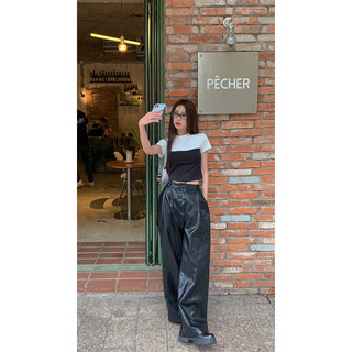 [OD-215] Áo croptop phối đen trắng
