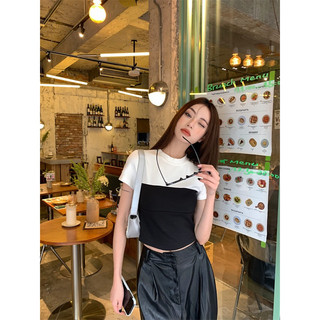 [OD-215] Áo croptop phối đen trắng