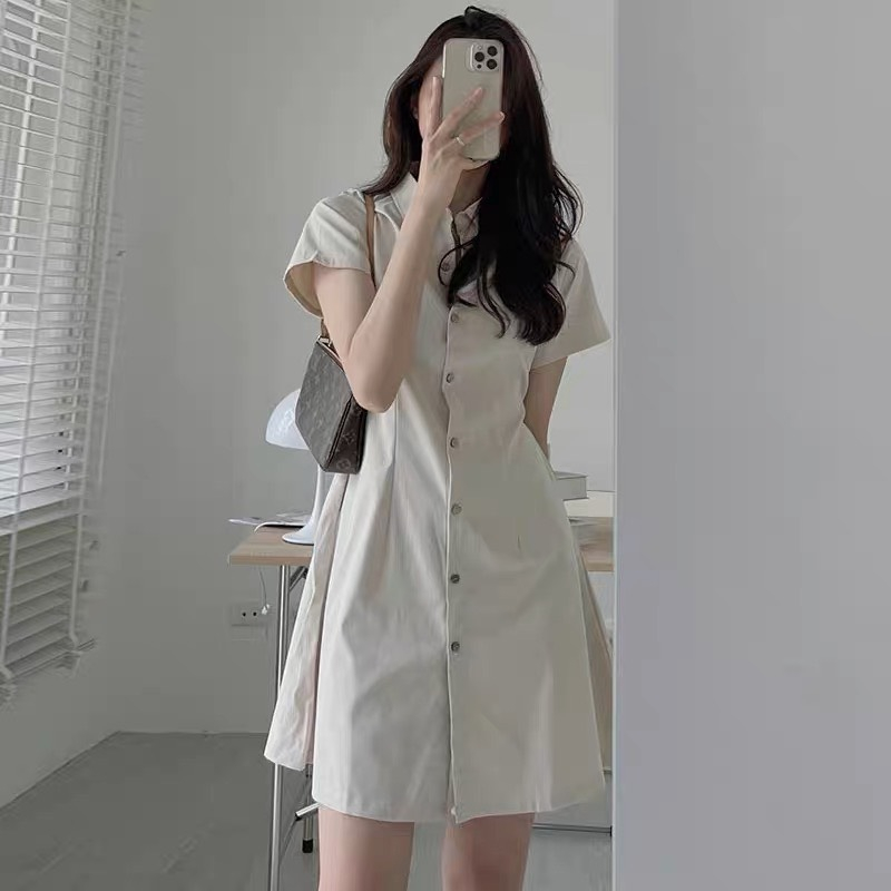 Đầm suông bigsize cổ đức sơ mi ulzzang 4 màu basic kiểu hàn dễ phối đồ Deliz ChouChou | BigBuy360 - bigbuy360.vn