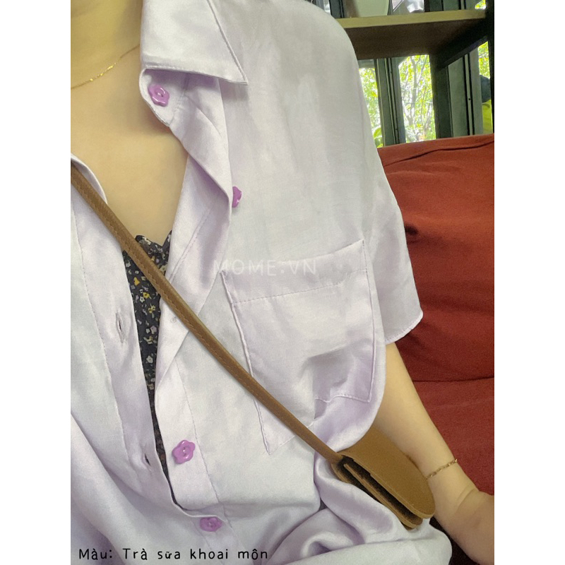Sơ mi basic tay ngắn || vải đũi lạnh || dài 70cm Oversized - MOME.VN