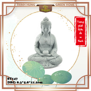 Tượng phật thiền đá sa thạch ST147 - trưng bày, trang trí tiểu cảnh, bán cạn, terrarium