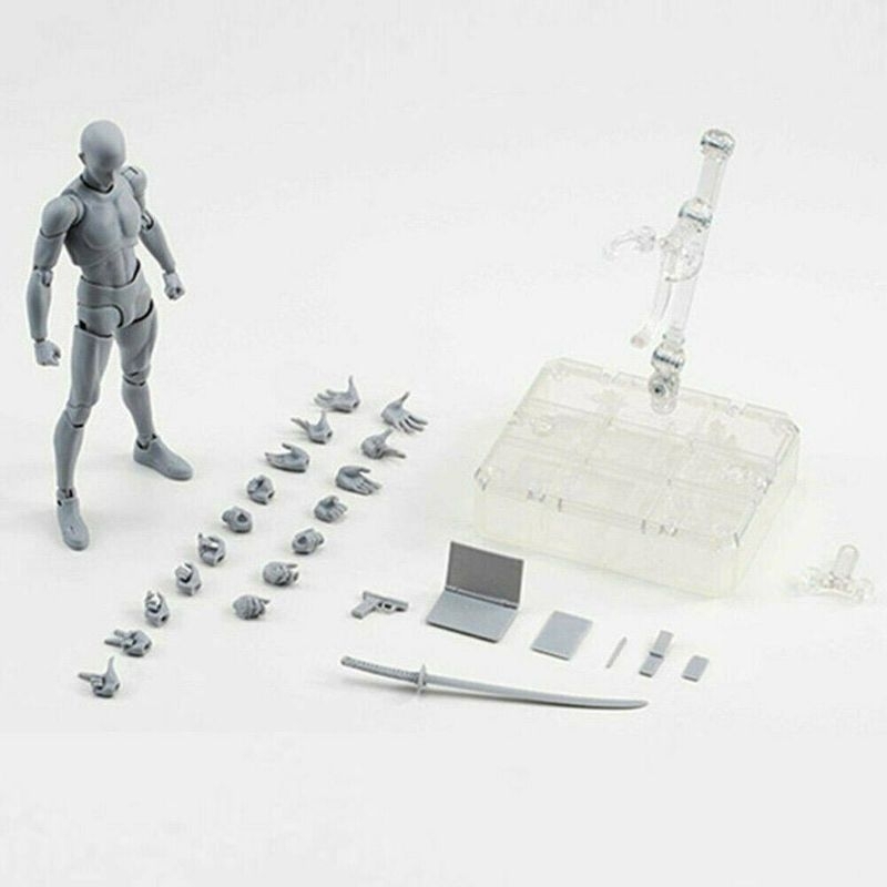 Mô hình đồ chơi cơ thể người kiểu Nam / Nữ chất lượng cao SHF màu xám