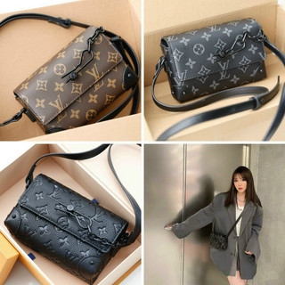 Túi đeo chéo nam nữ Lv phối xích form hộp Fullbox nam châm cao cấp size 18