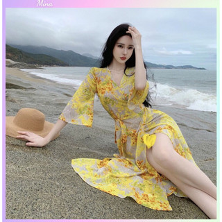 Đầm hoa đi biển vintage by Mina