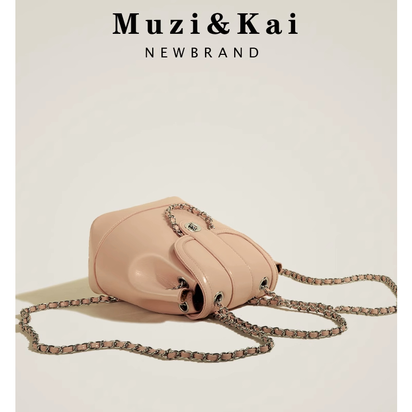 🌸Hàng Order🌸 Túi Xách Muzi&kai Chính Hãng Balo Nhỏ Quai Da Phối Xích Nắp Gập Gài Sang Chảnh Nữ Tính 🌸Hàng Quảng Châu