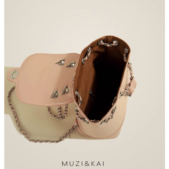 🌸Hàng Order🌸 Túi Xách Muzi&kai Chính Hãng Balo Nhỏ Quai Da Phối Xích Nắp Gập Gài Sang Chảnh Nữ Tính 🌸Hàng Quảng Châu